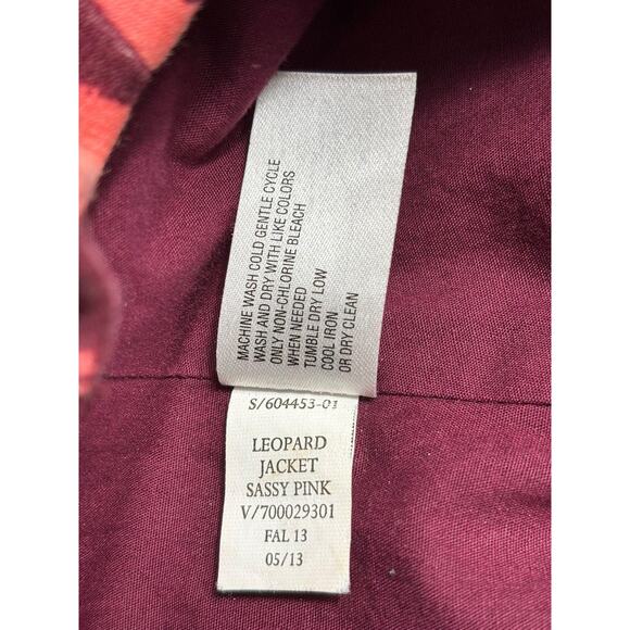 Gap Jacket Womens Size S Pink Leopard Sassy Zip Pockets Fall 2013 Cotton Blend - Picture 5 of 7